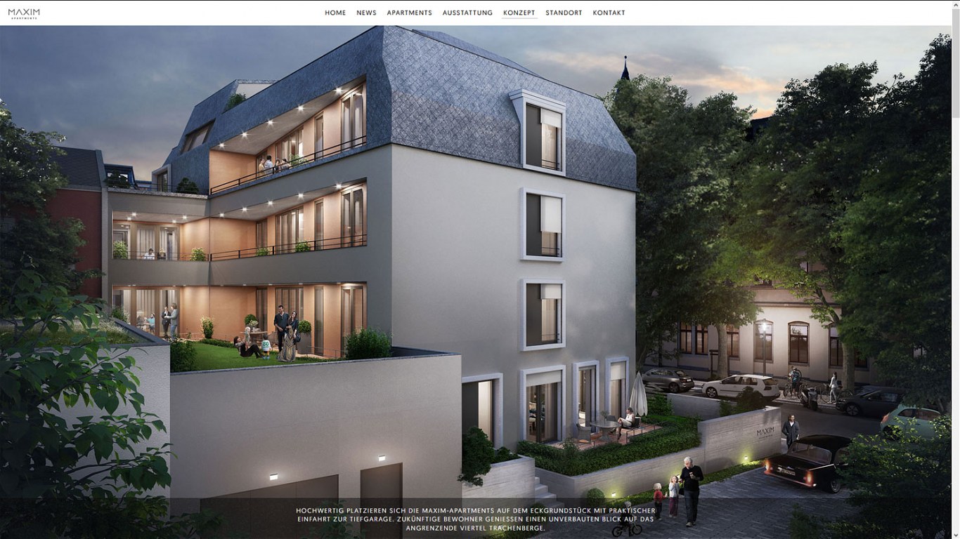 maxim apartments web visualisierung