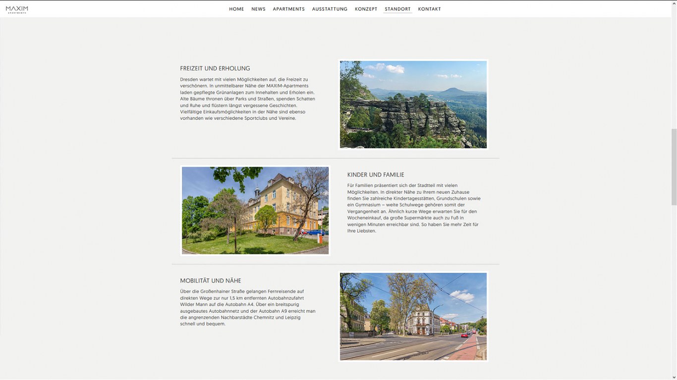 maxim apartments web standort